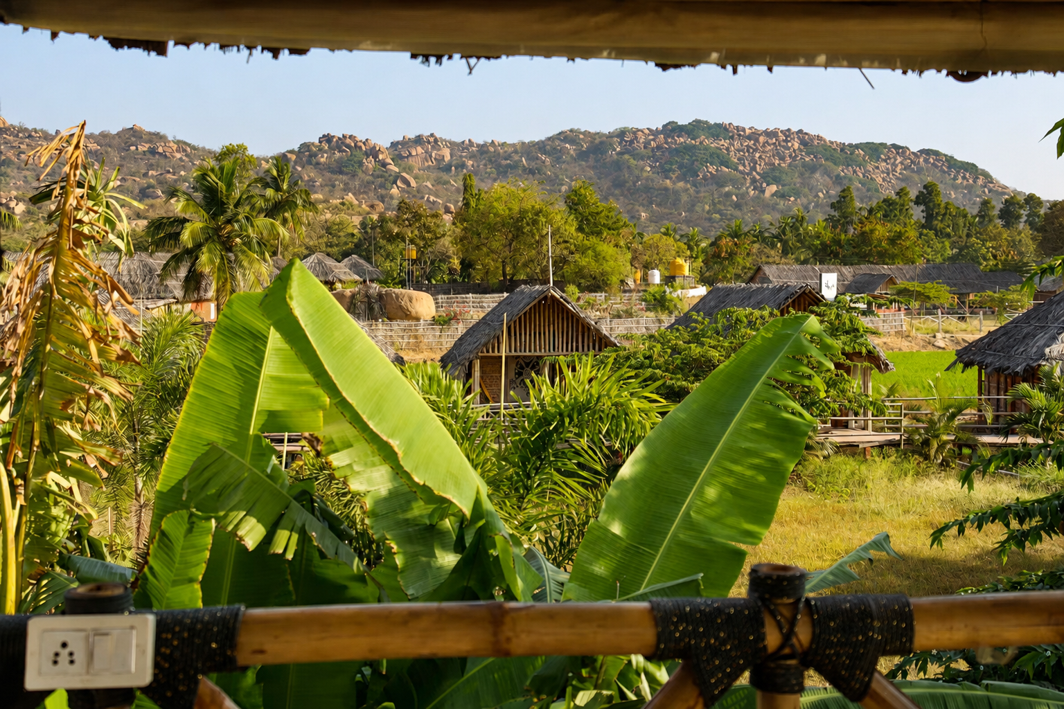 Paysage de voyage itinérant, ambiance lumineuse et tropicale